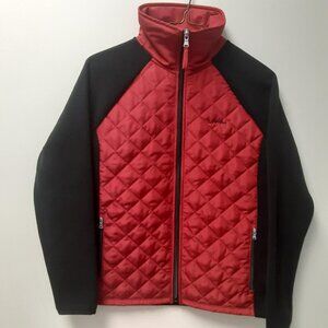 L-RL Ralph Lauren Women's Small Petite Red Full Zip Quilted Fleece